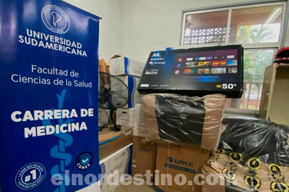 El aporte de Universidad Sudamericana al Hospital Regional de Salto del Guairá incluyó equipamiento e insumos para ser utilizados en el nosocomio público en beneficio de la comunidad de Salto del Guairá. (Foto: Gacetilla de Prensa de Universidad Sudamericana).