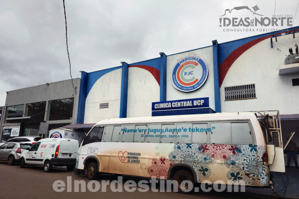 Con la participación de varias instituciones de Salud Pública, se realizó la colecta de sangre en la Clínica Central de c Universidad Central del Paraguay con el objetivo de abastecer al Banco de Sangre del Hospital Regional de Pedro Juan Caballero. (Foto: Diego Lozano para Ideas del Norte Consultora Publicitaria).