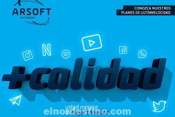 ARSOFT Internet es una empresa que ofrece servicios de internet banda ancha exclusivamente diseñados para usuarios domésticos, empresas y rurales. Para ello ARSOFT Internet dispone de técnicos especialistas altamente cualificados y certificados a su servicio. (Foto: Flyer de ARSOFT Internet).