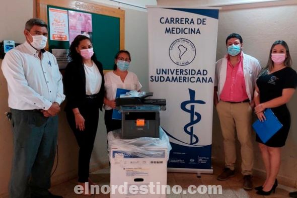 La donación de Universidad Sudamericana consistió en una Fotocopiadora de la marca Brother modelo DCPL5600 Multifuncional. El acto caritativo es para beneficio de la Salud de todos los ciudadanos del distrito de Horqueta, departamento de Concepción. (Foto: Facebook de Universidad Sudamericana).